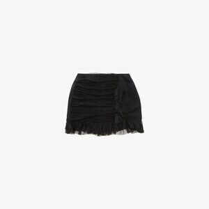 ZARA Black Mesh Ruffle Mini Skirt
